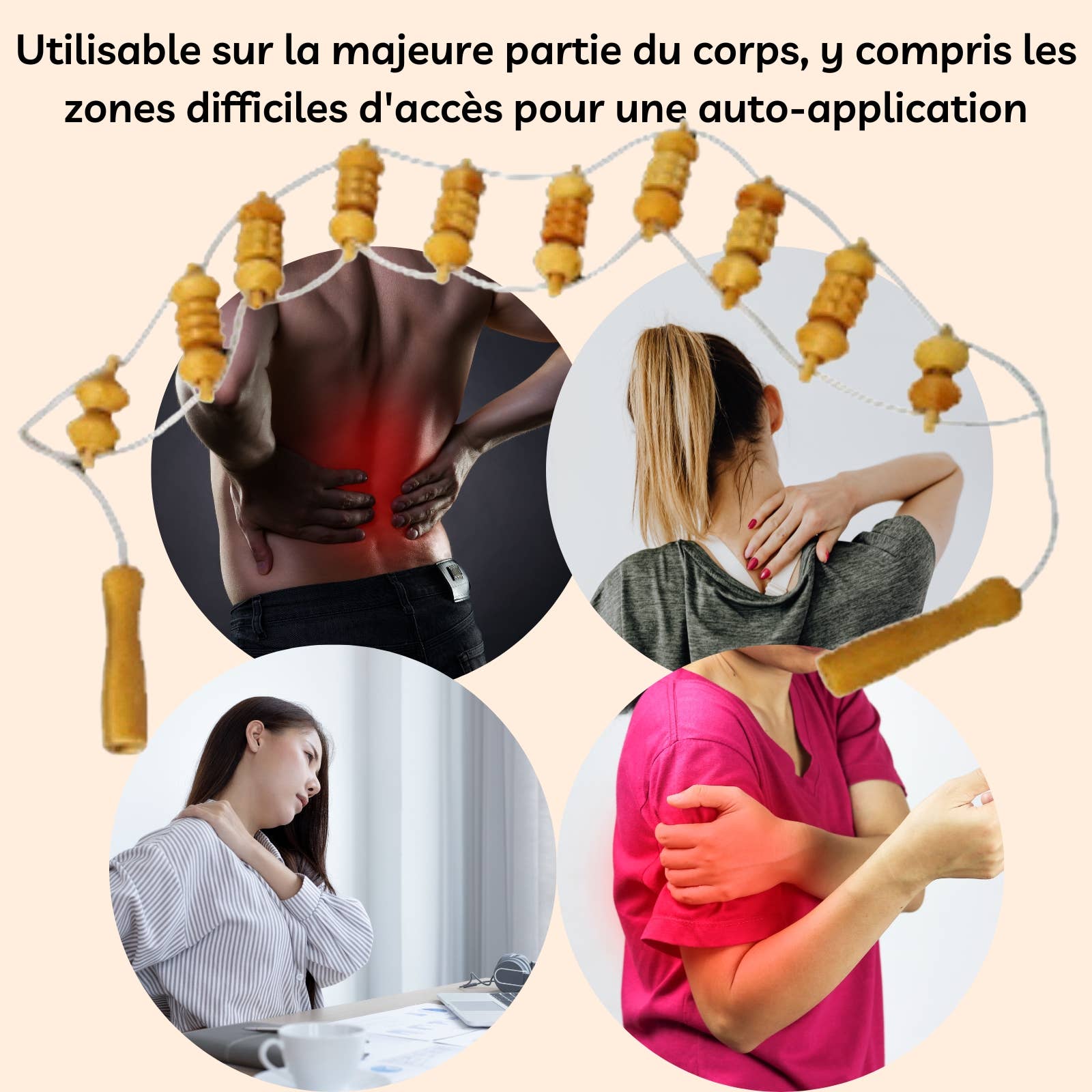 Zen'Arôme - Wholesale Body Massager - Wooden Massage Strap - 10 Stimulation Zones3