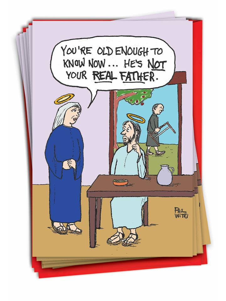 Æske med 12 julekort - Ikke din rigtige far for engroshandel hos NobleWorks