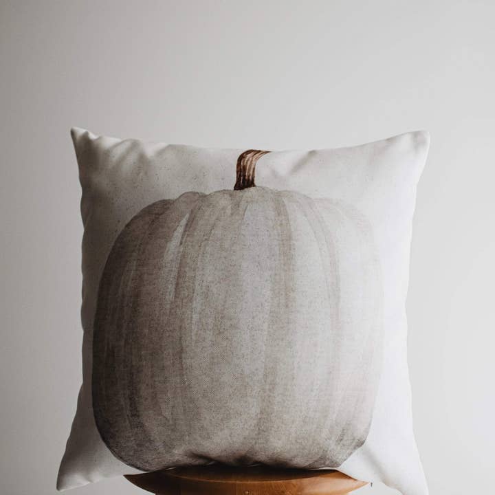 UniikPillows - Wholesale Throw Pillow Cover - White Curly Stem Pumpkin Pillow Cover | Primitive Farmhouse Decor | Farmhouse Pillows | Country Decor | Fall Throw Pillows | Gift for her