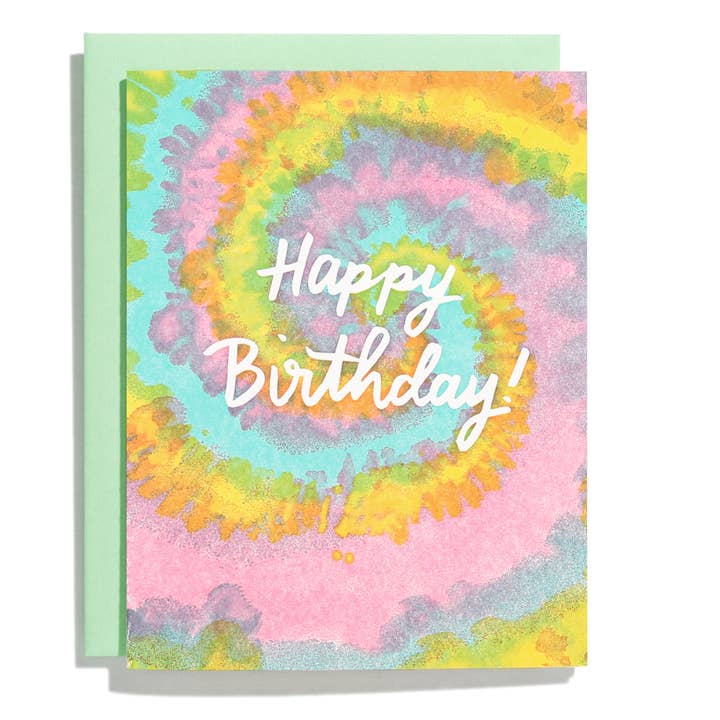 Tie Dye Birthday - Letterpress wenskaart voor wholesale door Shorthand Press