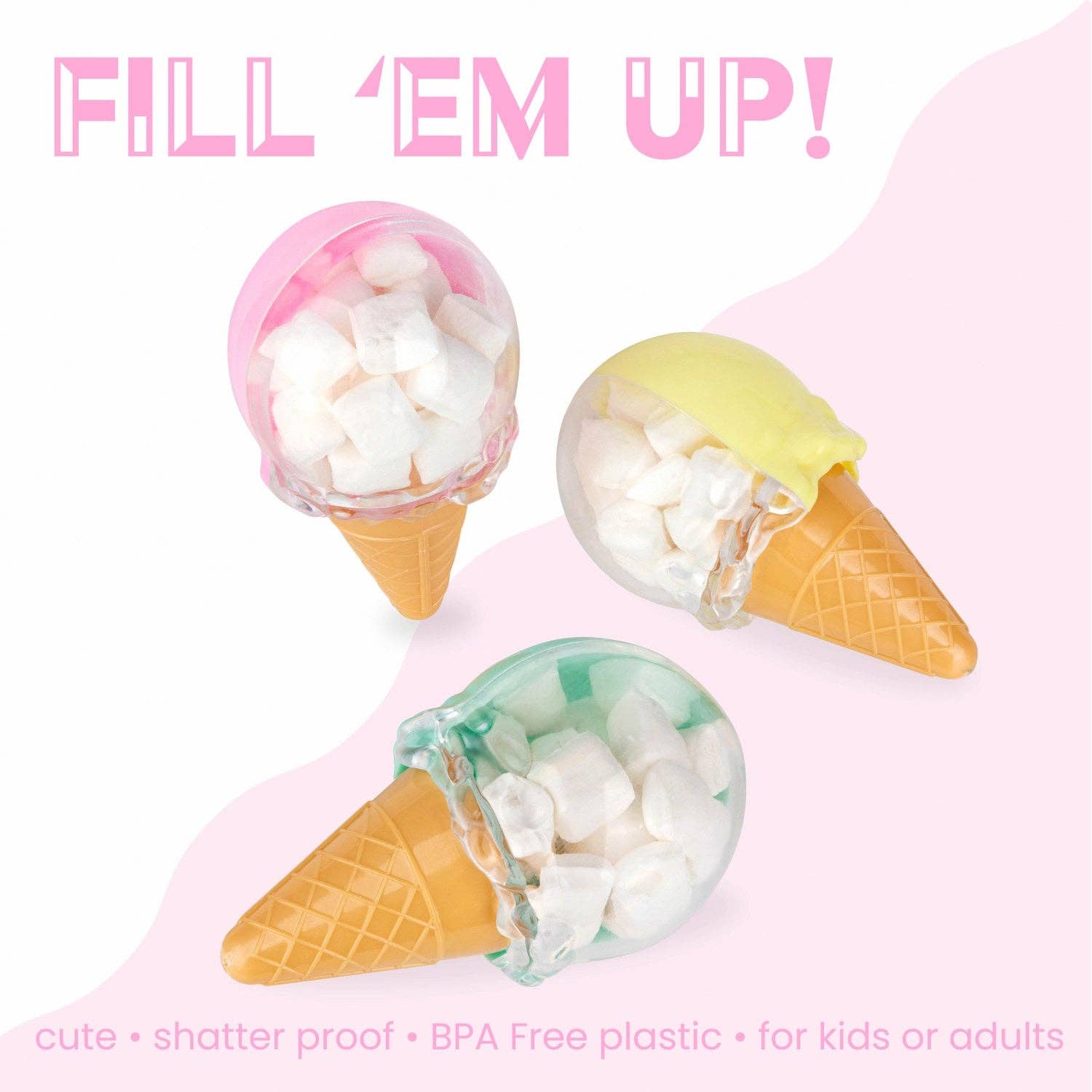 Hammont - Wholesale Party Favor Bag/Box - Ice Cream Shaped Acrylic Candy Boxes 12 Pack 1.96"X3.54"3