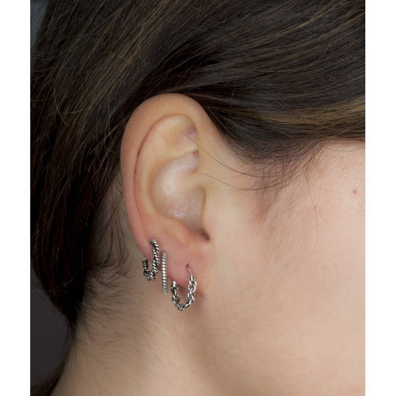 COM FORSA SL – Großhandel Hoops – Ohrring mit Gewinde, 14 mm, mit Gewinde, 925er-Silber0