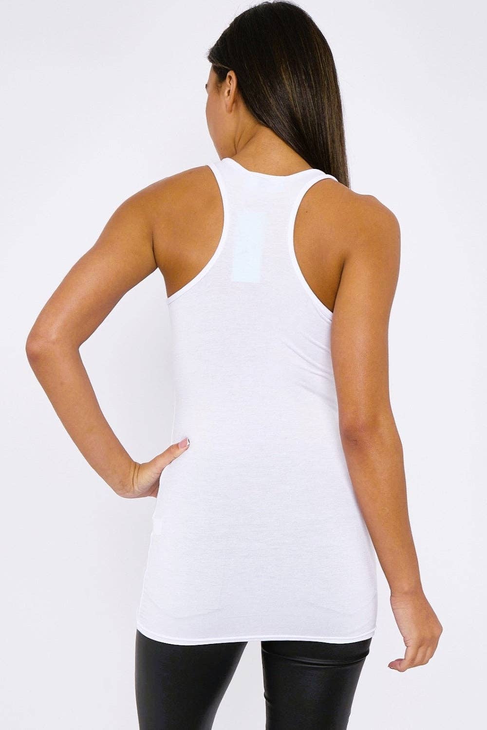 Aftershock London – wholesale Tank top – Women′s – White Racerback Vest Top3