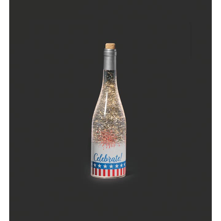 Patriotic Lighted Swirl Wine Bottle, 12"H for wholesale by Roman