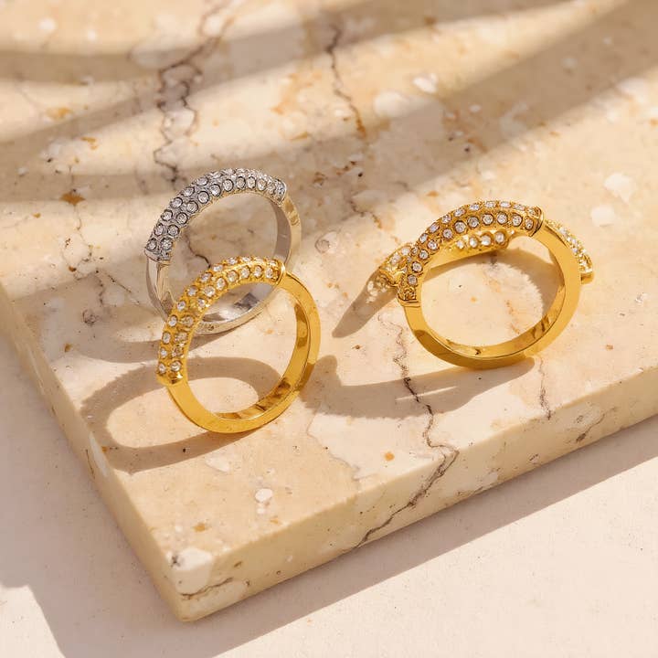 Revelari - Wholesale Multi-Stone Ring - 18K Gold Plated Stainless Steel Crystal Band Ring1