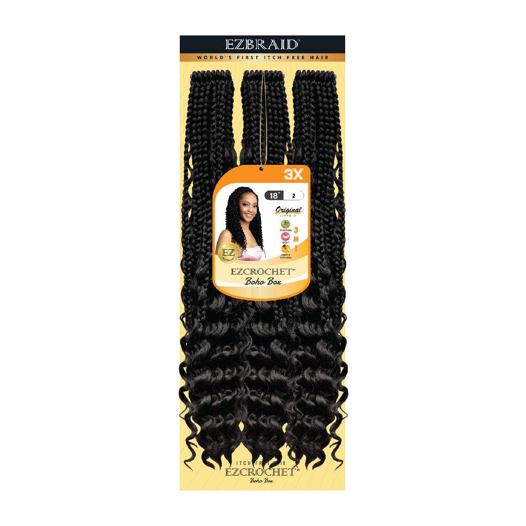 EZBRAID UK - Venta al por mayor Extensiones para el pelo - EZCROCHET Boho Box trenzas de 45 cm - paquete triple1