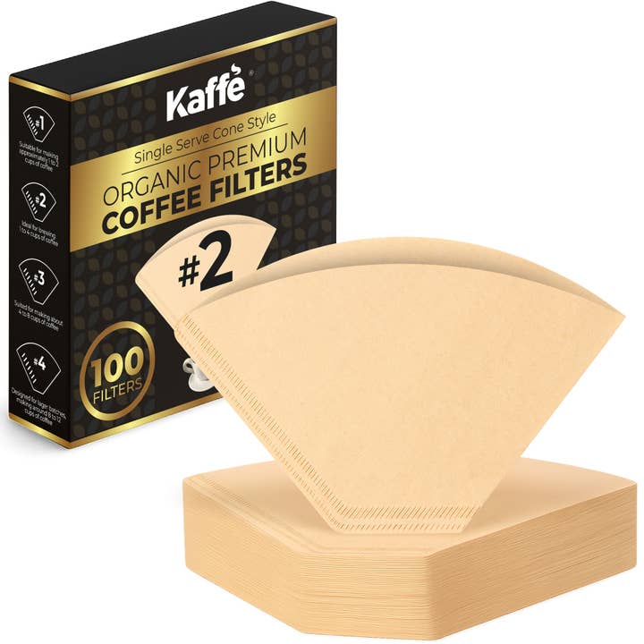 Filtres à café coniques organiques #2 (paquet de 100) - Marron naturel pour la vente par Kaffe