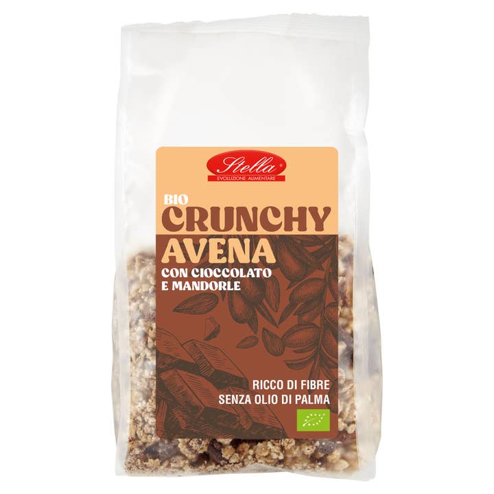 Crunchy Avena, Cioccolato, Mandorle Bio STELLA 375g per la vendita all'ingrosso da parte di Stella Foods s.r.l.