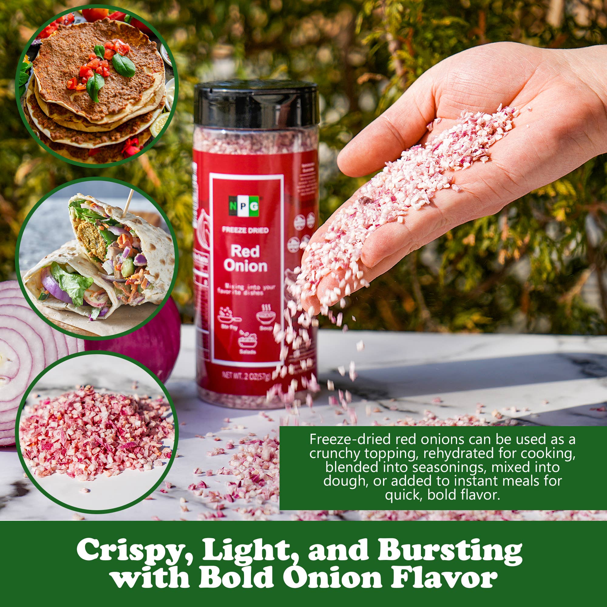 Natural Plus Green - Wholesale Dried/dehydrated vegetables - NPG Freeze-Dried Red Onion 2 Oz4