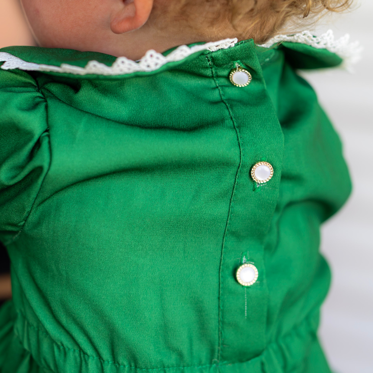 Sugar Bee Clothing – wholesale Dress – Kids – Madeline Lace Peter Pan Dress - Emerald2