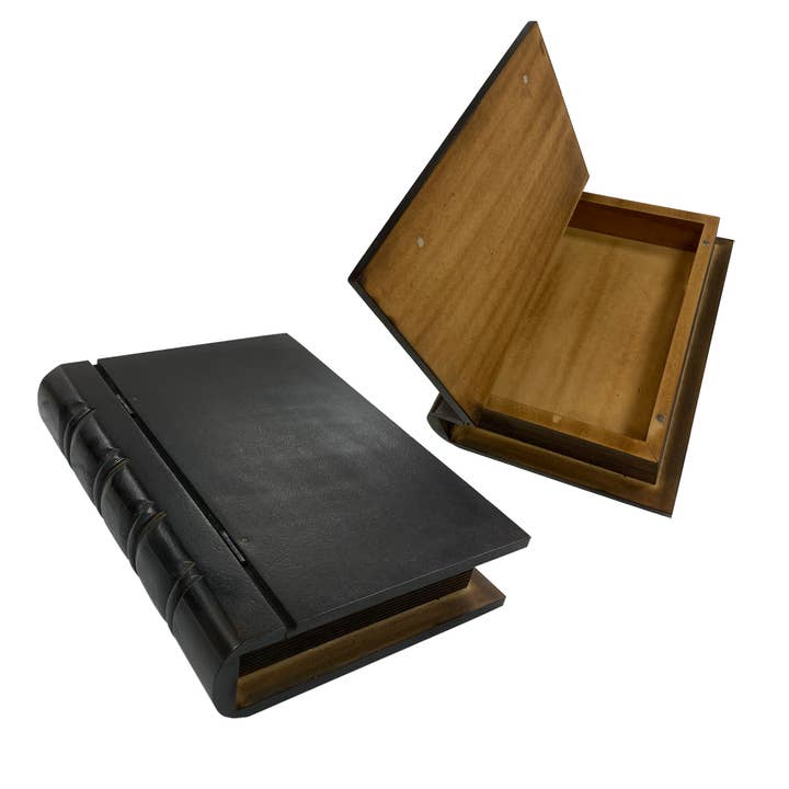 Madison Bay Co. - Historical Home Decor Reproductions - Wholesale Decorative Box - 10" Black Wood Hollow Book Safe Storage Box