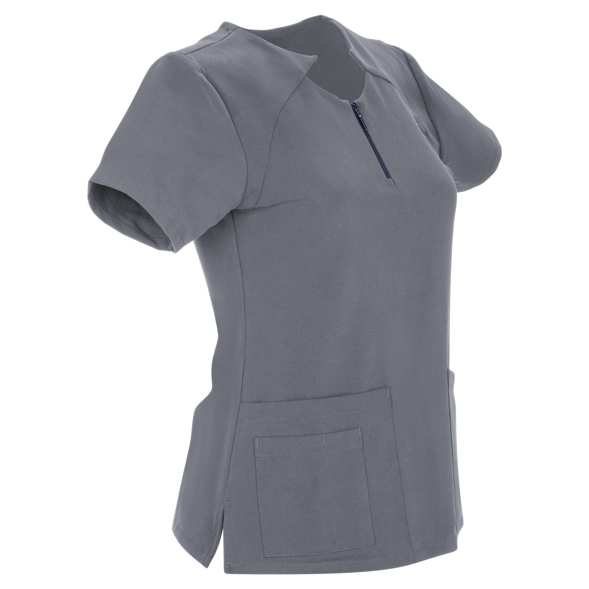 Wozo Uniforms - Wholesale Healthcare Uniform - Women's - ANTIMICROBIAL YAMI GRACEFUL 4 POCKET SCRUB TOP XXS-5XL / GRE2