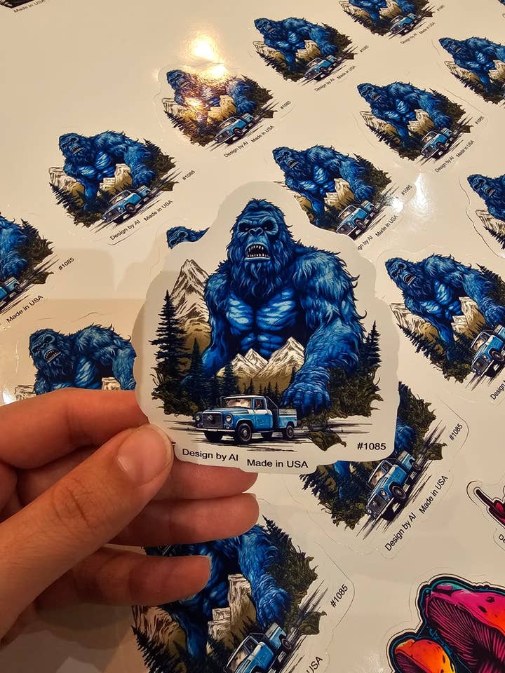 Sticker met Bigfoot op de bergen voor wholesale door Big monkey