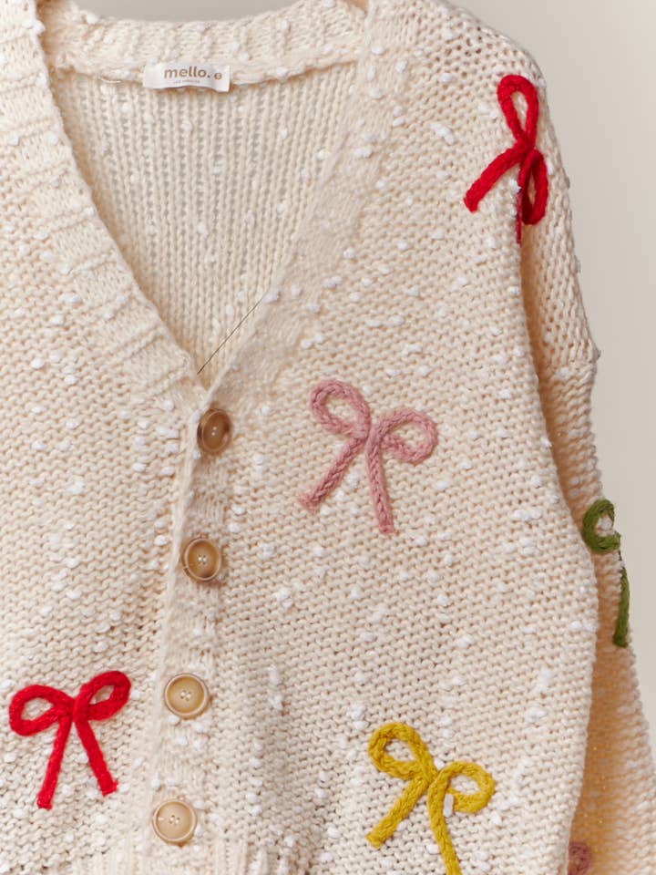 Ivory Ribbon Patched Button Down Cardigan for wholesale on Faire3