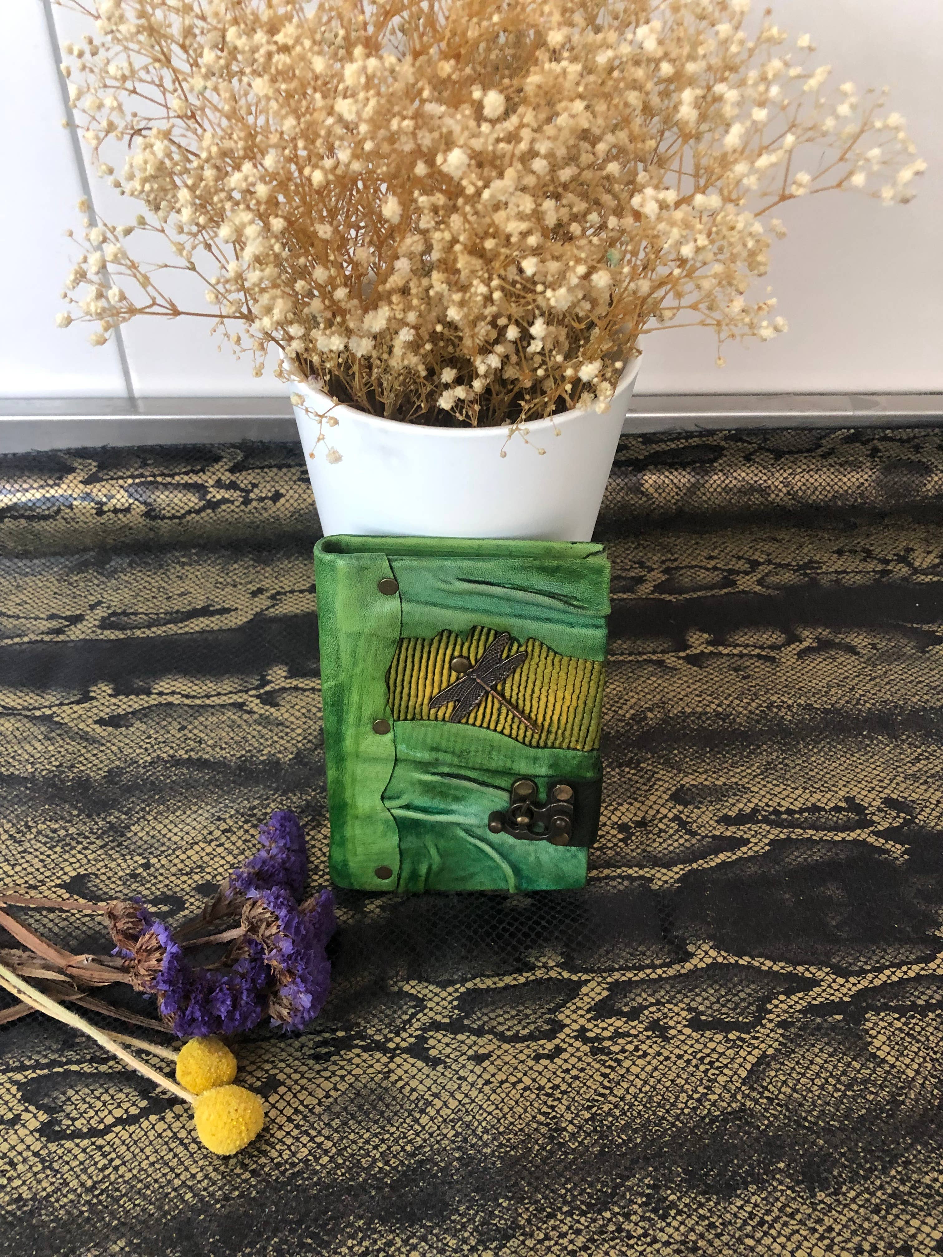 ML Marcaleather – wholesale Notebook – Dragonfly Mini Notebook Veg Tan Leather Diary3