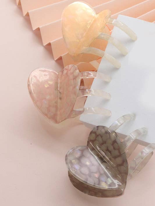 HEART CELLULOSE HAIR CLAW CLIPS | 40H502 for wholesale by JOSSLYN by wall to wall