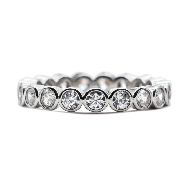 Demi-Fine Silver Tennis Ring for wholesale by Brenda Grands Jewelry