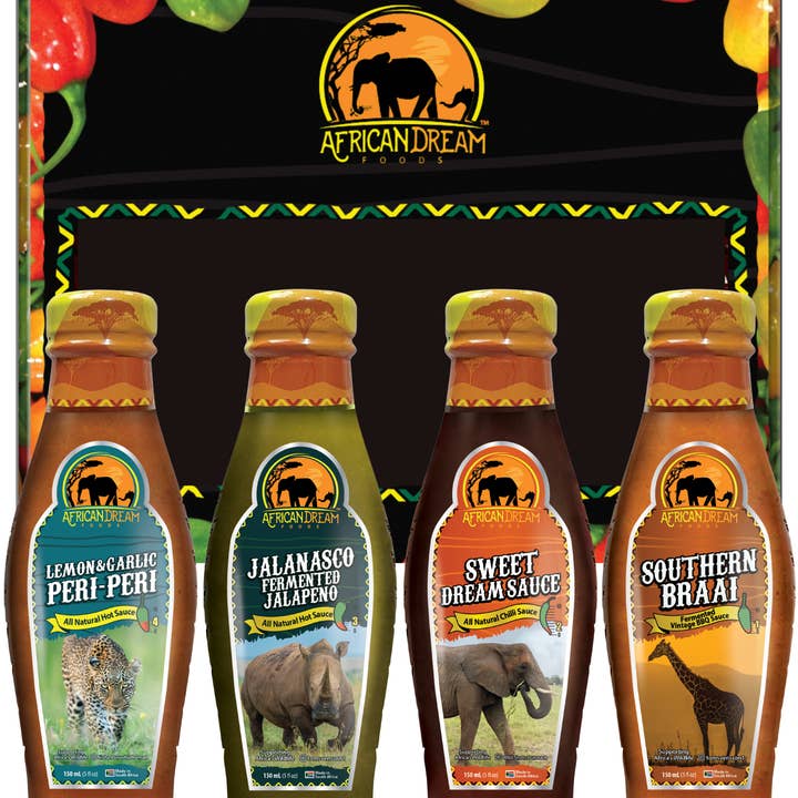 African Dream Foods - Wholesale Hot Sauce - Mildest Hot Sauce Gift Pack, 4PK | Made in Africa