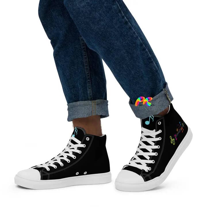 Prism Raves - Wholesale Lifestyle Sneakers - Men's - Music Notes Men's Canvas High Top Sneakers