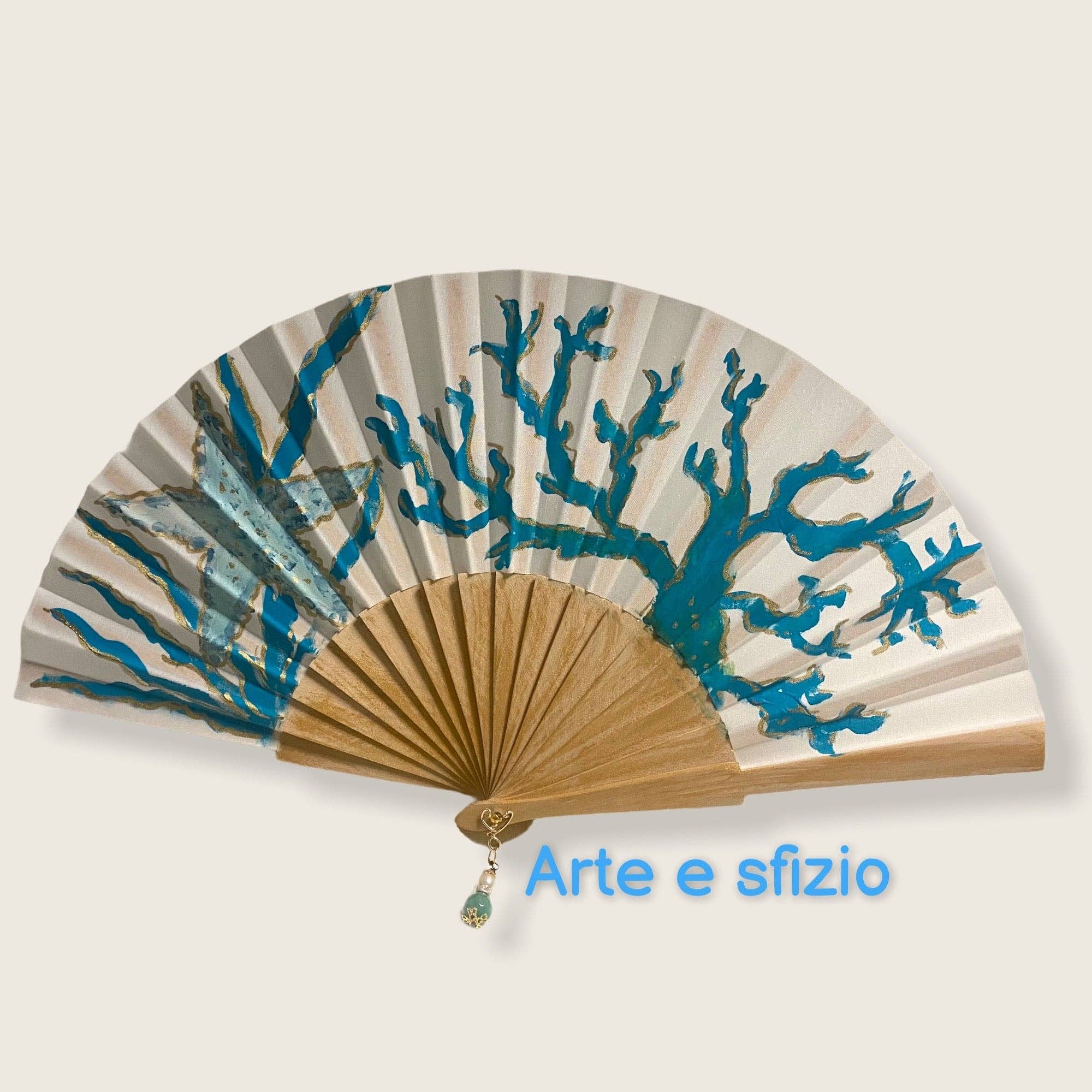 Arte e sfizio - Vendita all'ingrosso Ventaglio pieghevole portatile - ventagli con decori marini dipinti a mano5