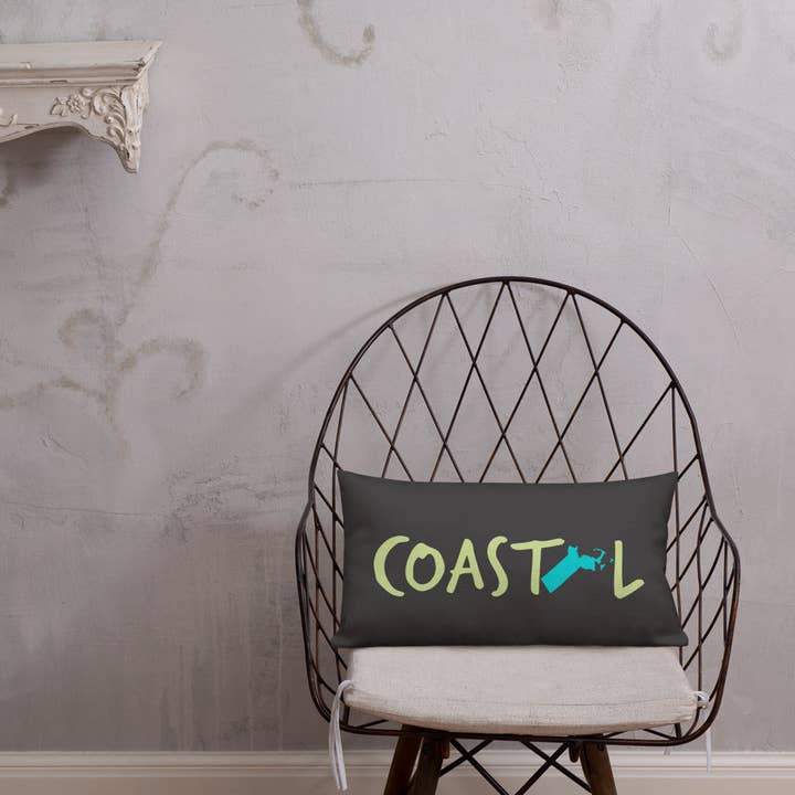 Coastal Massachusetts™ Beach Accent Pillow for wholesale by Coastal & Midwest State of Mind