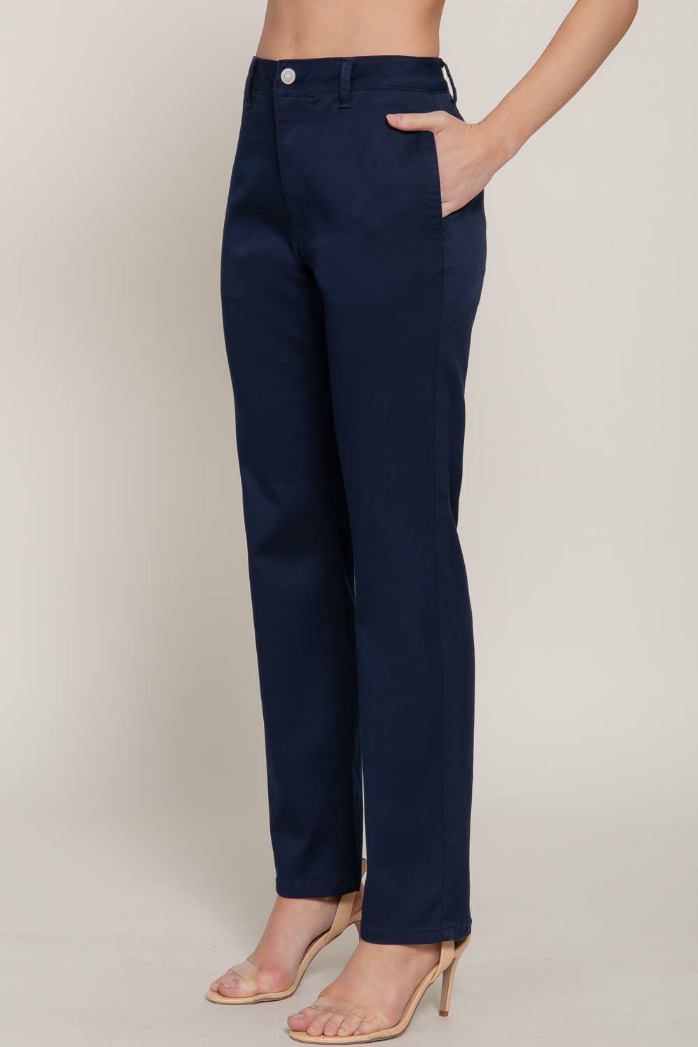 Active Basic | Active USA - Vendita all'ingrosso Pantalone - Donna - Pantaloni lunghi dritti in twill elasticizzato2