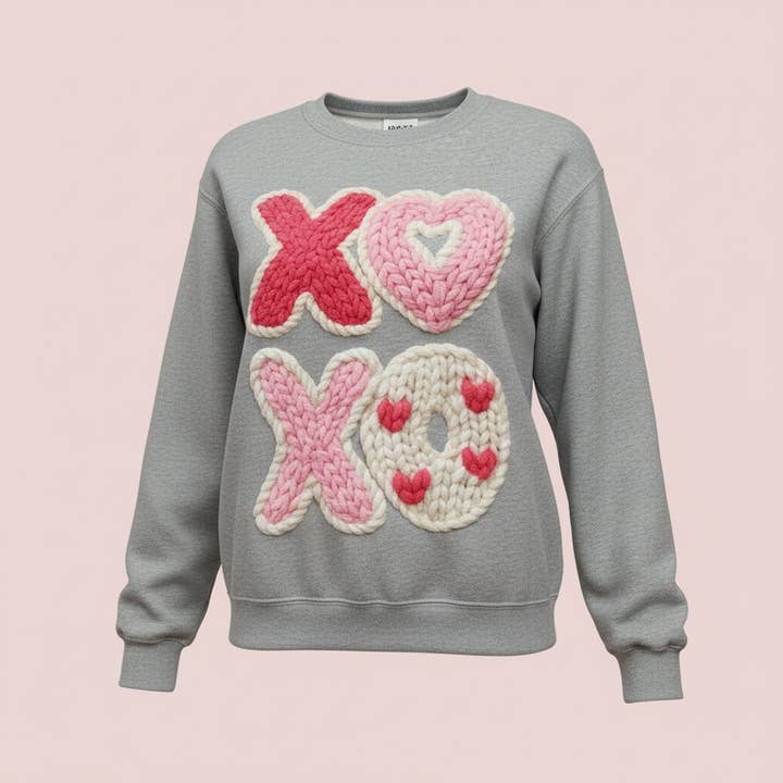 XOXO Chunky Faux Knit Sweatshirt for wholesale by Facing West