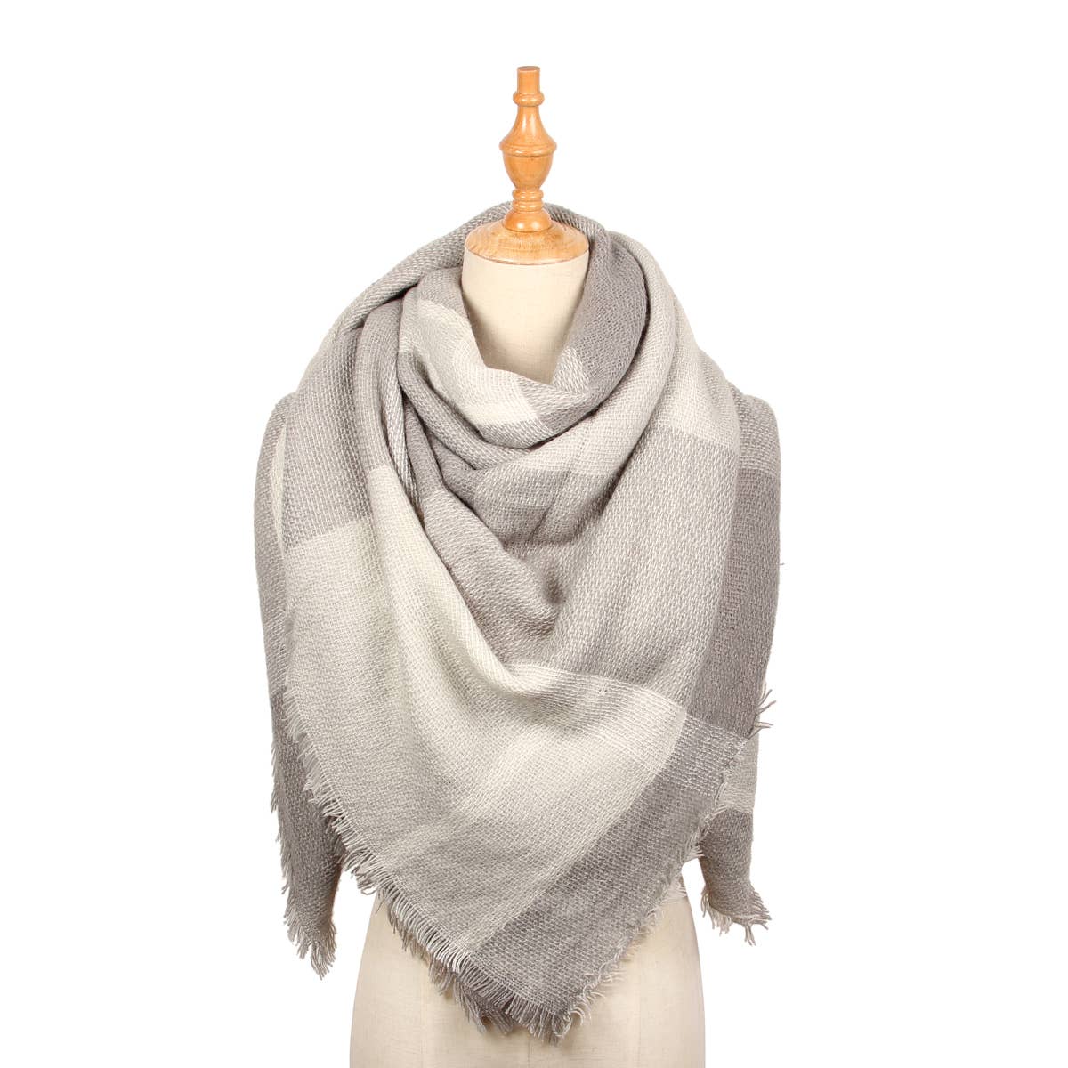 MYS Wholesale Inc - Wholesale Scarf - Women's - Light Gray Blanket Fringe Scarf2
