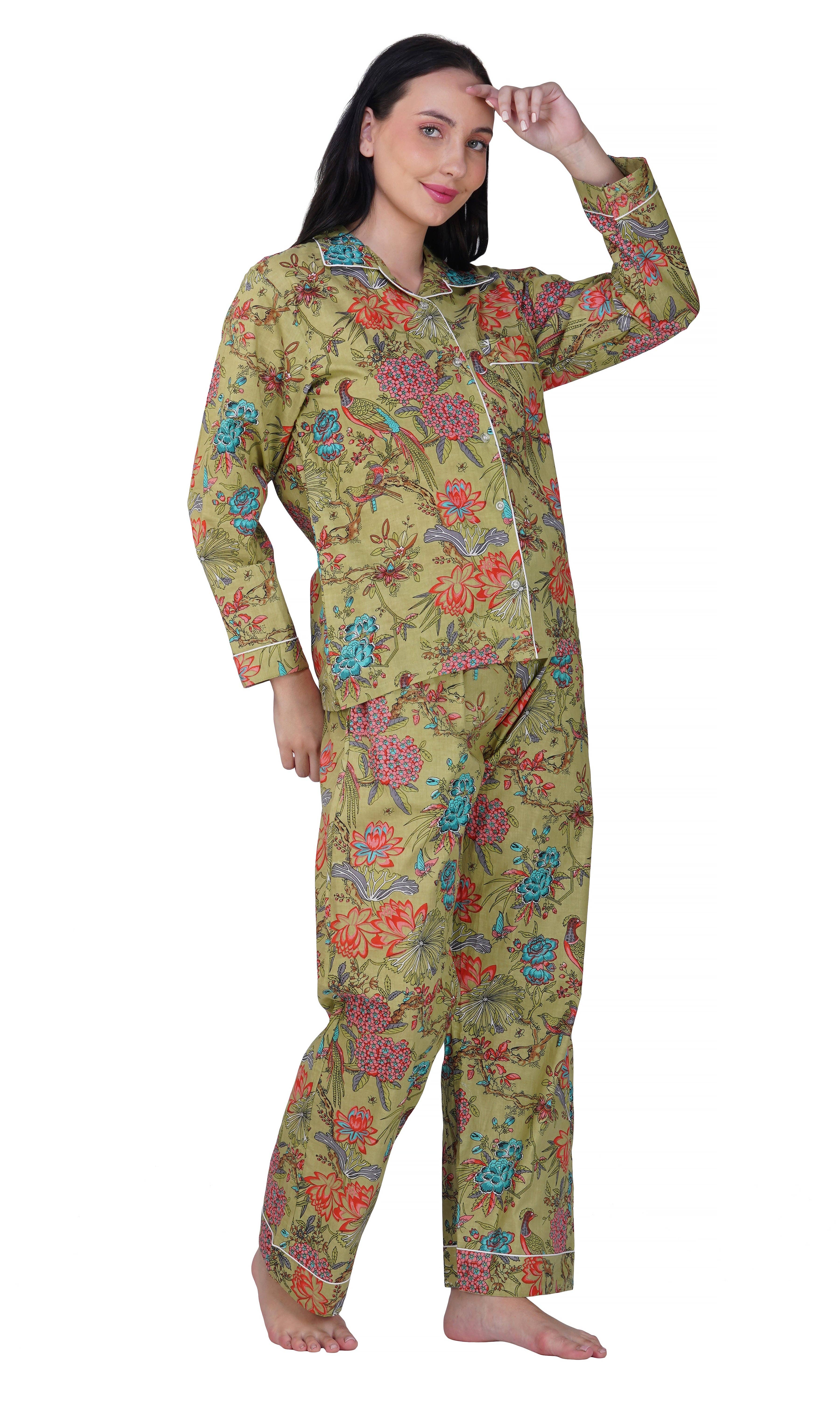 Purple Mohar – wholesale Sleepwear set – Women's – Jungle Majesty: 3-Piece Peacock Pajama Set3