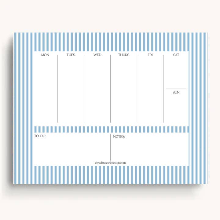 Elyse Breanne Design - Wholesale Planner - Blue Stripes Weekly Planner Notepad