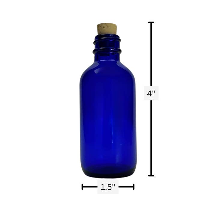 The Bottle Shoppe - Wholesale Aromatherapy Lotion/Oil - 2 oz. (60 ML) Cobalt Blue Boston Round Glass Bottle / Cork