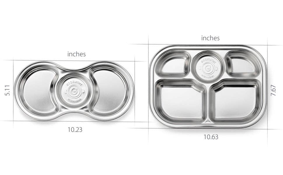 zezebaebae (Grosmimi and Cha&Mom) - Wholesale Serving Tray - Grosmimi Stainless Steel Food Tray with 3 Compartment3