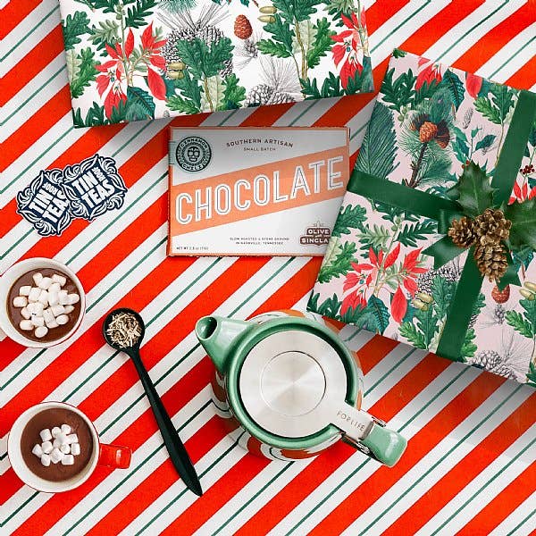 Loralee Lewis – rolo de papel de embrulho por atacado – Embrulho de presente da coleção Poinsettia Pine1