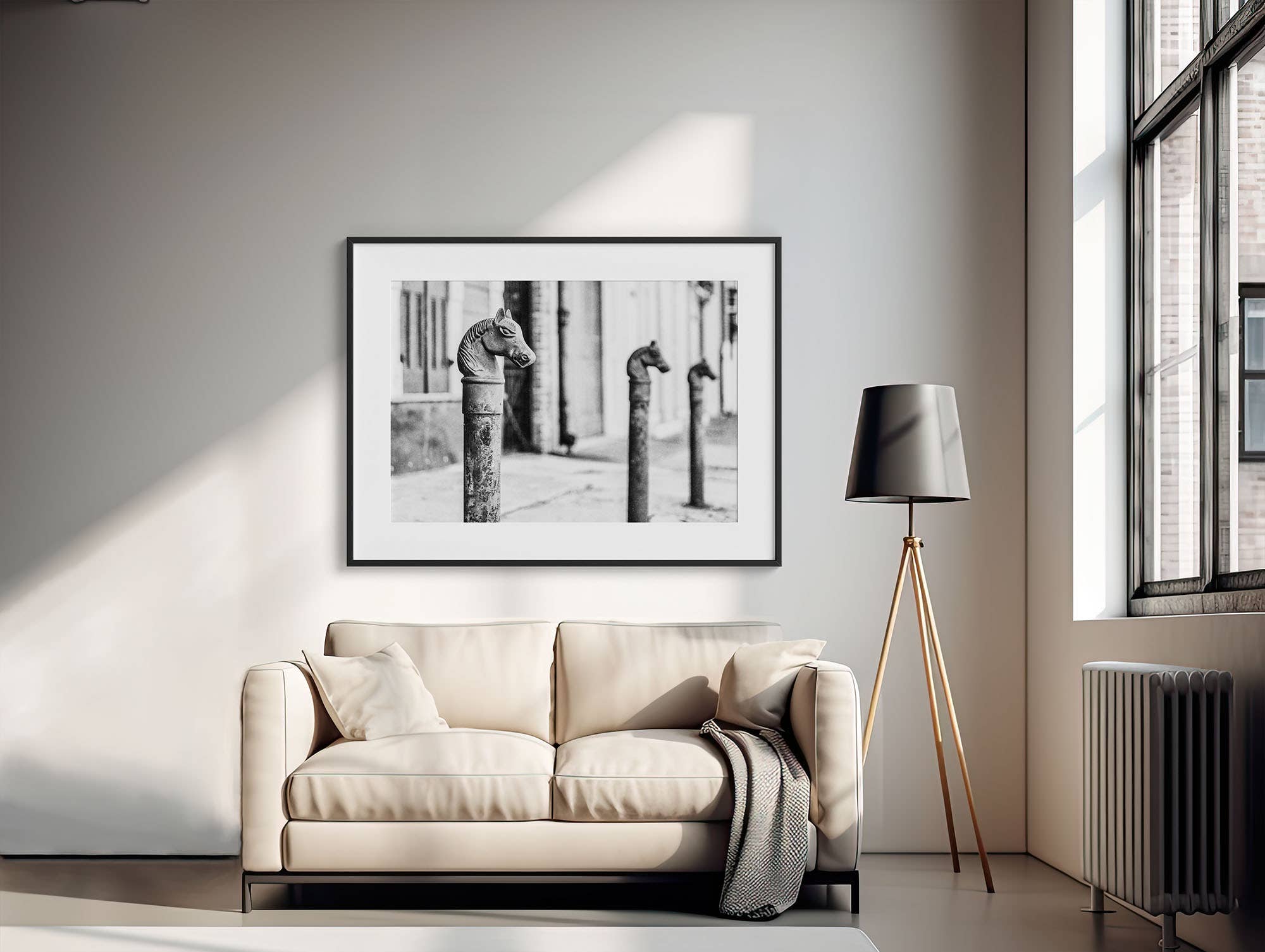 Lisa Russo Fine Art - Wholesale Art Print - New Orleans Black and White Horse Head Hitching Posts Print1