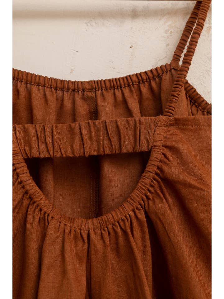 Cottyfish - Vente Robe – femme - Combinaison short en lin terracotta2