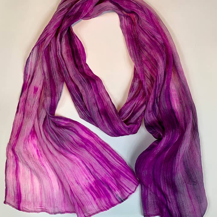 LUA - Wholesale Scarf - Women's - SKINNY WATERCOLOR SILK SCARF SC5100 #410 LT. MAGENTA / GREY