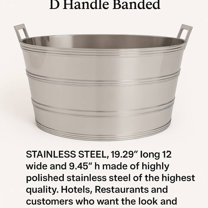Corbell Silver - Wholesale Retailer sample – Home decor - Hotel Ice Bucket Oval 19.29" x 12" Heavy Quality STAINLESS. 4