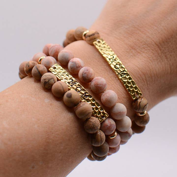 Two and Crew - Wholesale Beaded Bracelet - MOM stone stretch bracelet motherhood jewelry mothers day