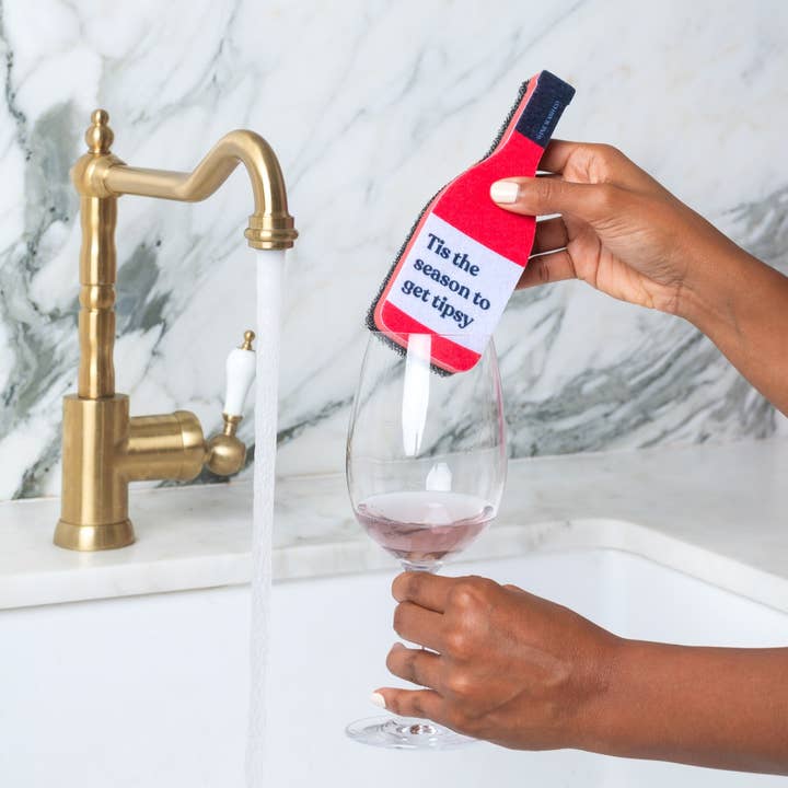 Wine Wash Co. - Wholesale Cleaning Sponge - Holiday Scrubbly™ Sponge - Tipsy Season1