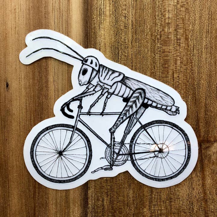 YubaCat Designs - Wholesale Sticker - Biking Grasshopper sticker0