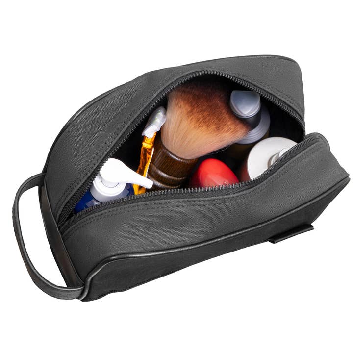 Hey Handsome Waxed Canvas Dopp Kit - Black for wholesale on Faire