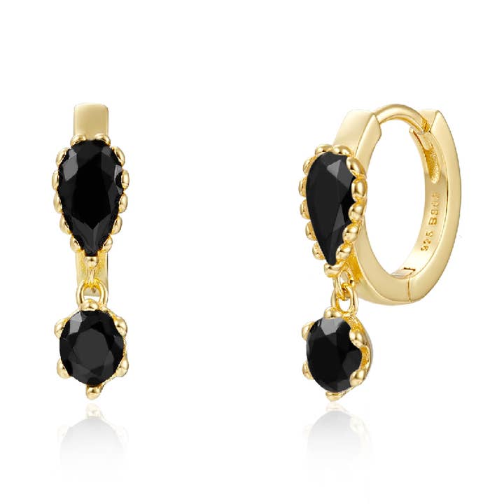 Långa svarta zirkoniumoxid hoop örhängen11 mm för wholesale av Buganto