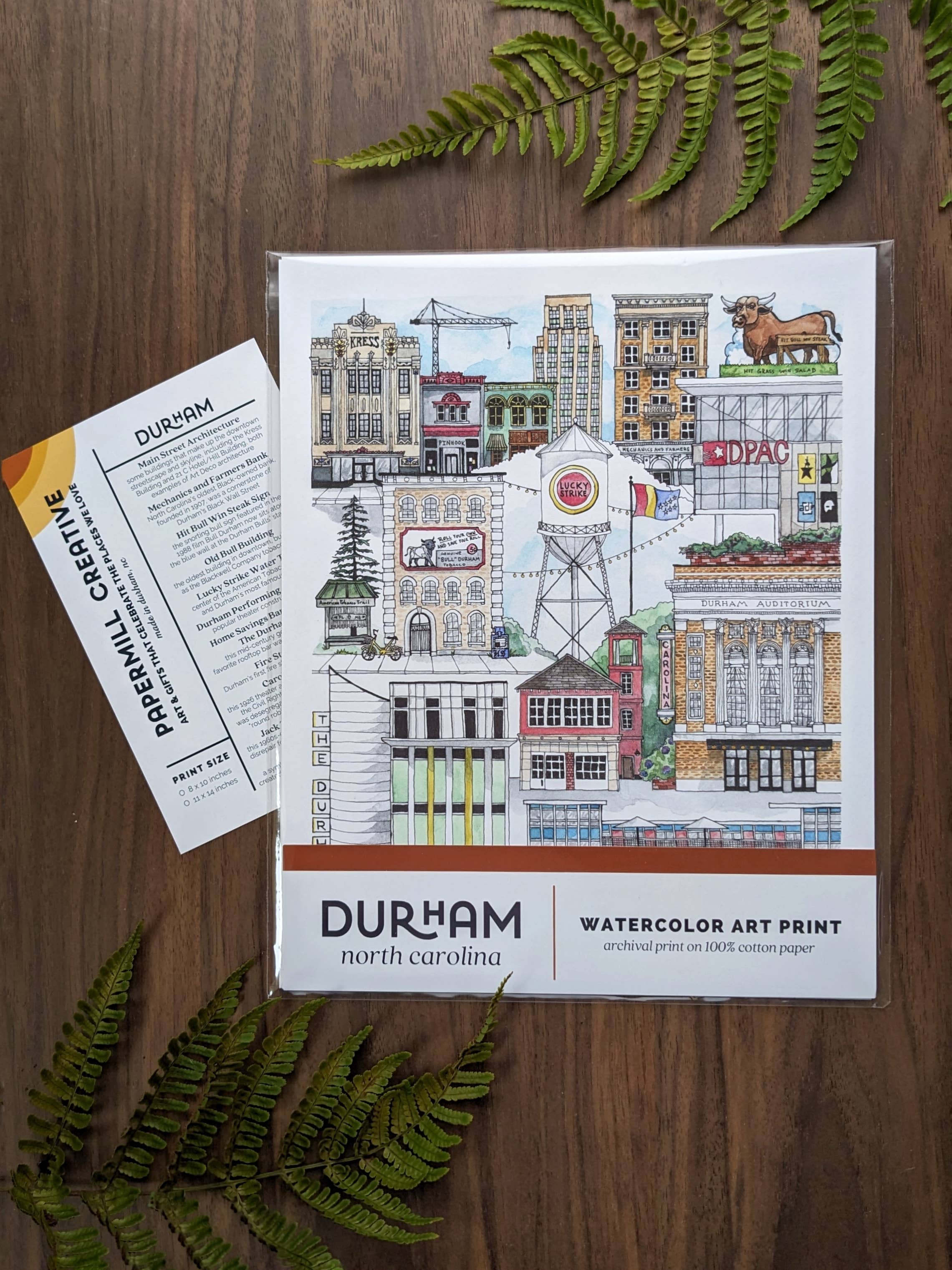 Papermill Creative - Wholesale Art Print - Downtown Durham, North Carolina watercolor art print5