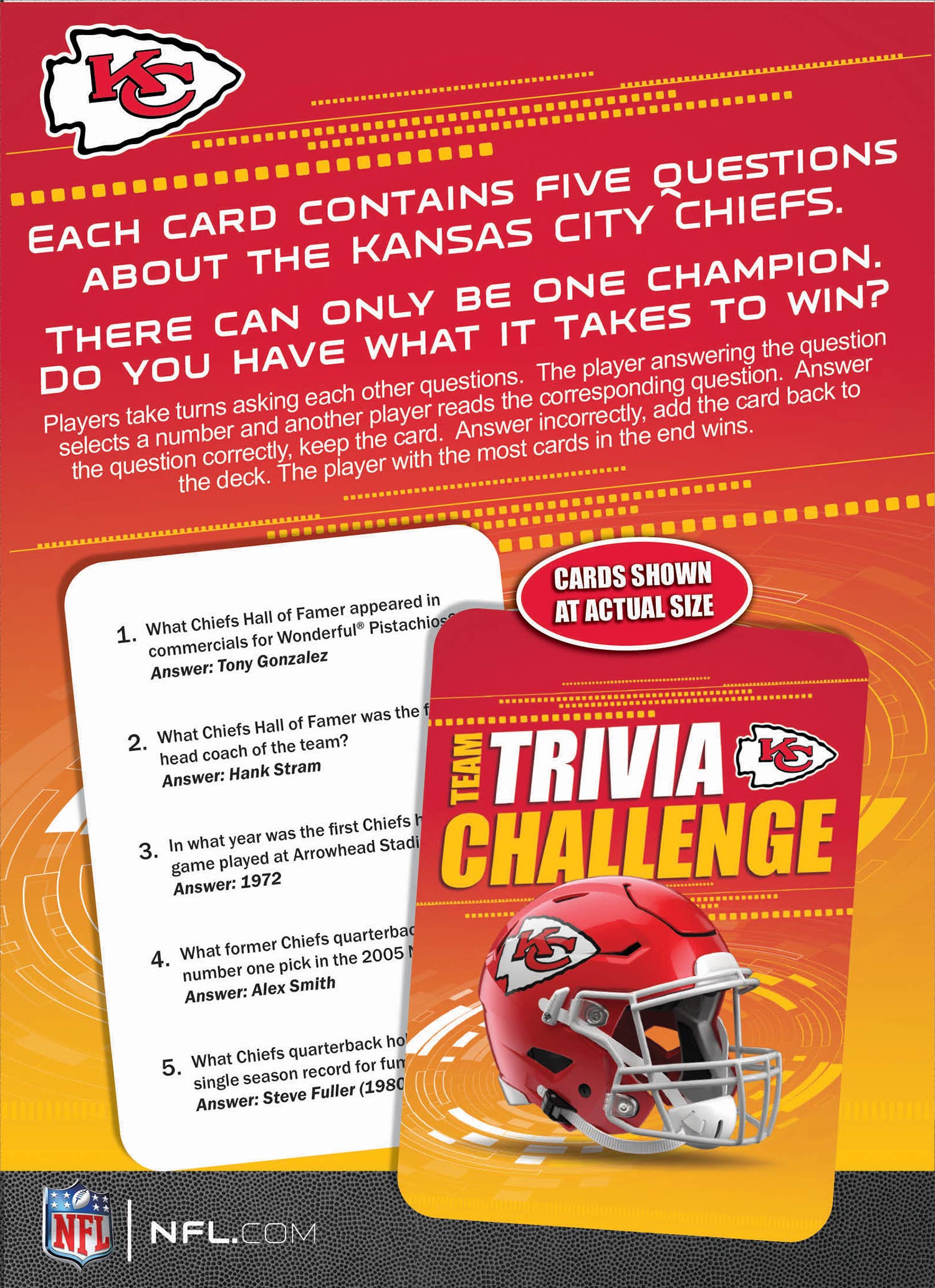 Masterpieces Puzzles - Wholesale Card Game - Kansas City Chiefs Trivia Challenge2