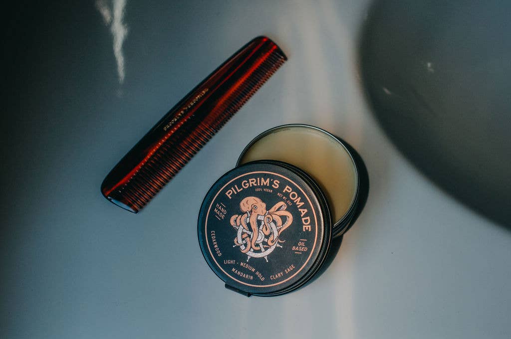 Brooklyn Grooming – Pomada para cabelo - Homem por atacado – Pomada vegana Pilgrim's Clary Sage e Mandarim 2 oz.2