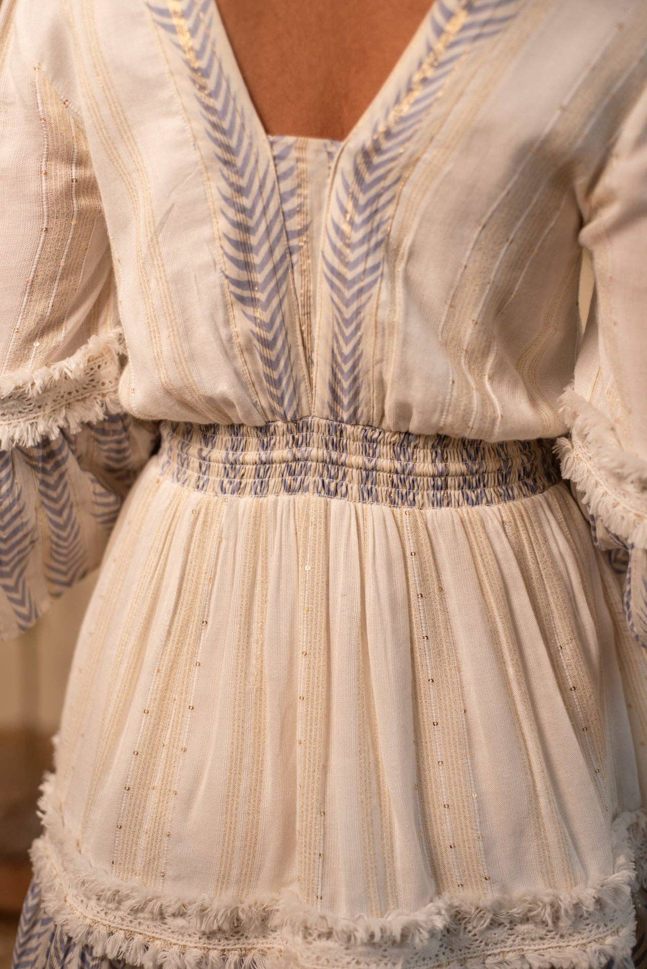 Label Reyya - Wholesale Jurk - Dames - BLAUW-WITTE JURK MET V-HALS5