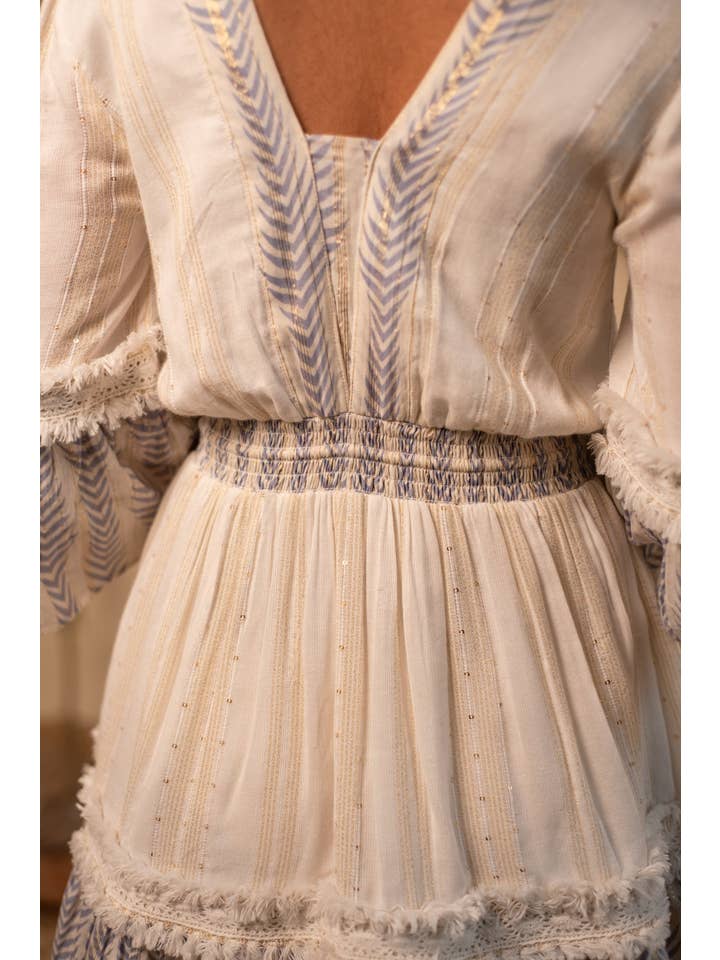 Label Reyya - Wholesale Jurk - Dames - BLAUW-WITTE JURK MET V-HALS5