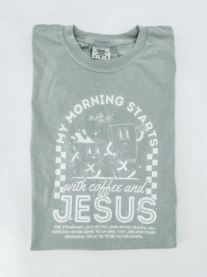 Mi mañana comienza con café y Jesús para venta al por mayor de Hand Made Alabama