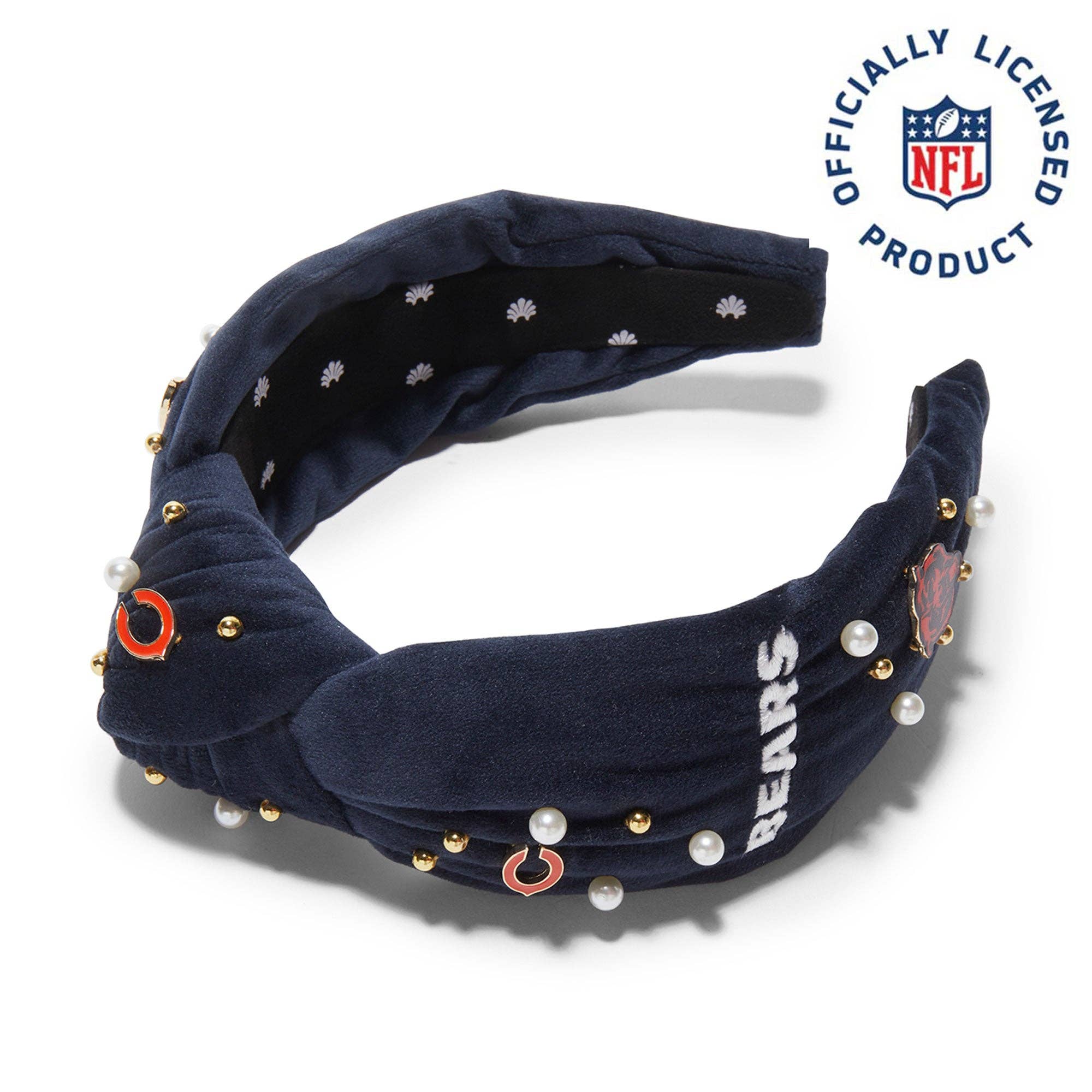 Lele Sadoughi – Großhandel Fashion-Stirnband – Unisex – CHICAGO BEARS LELE SADOUGHI X NFL MARINEBLAUES VERZIERTES GEKNOTETES STIRNBAND0