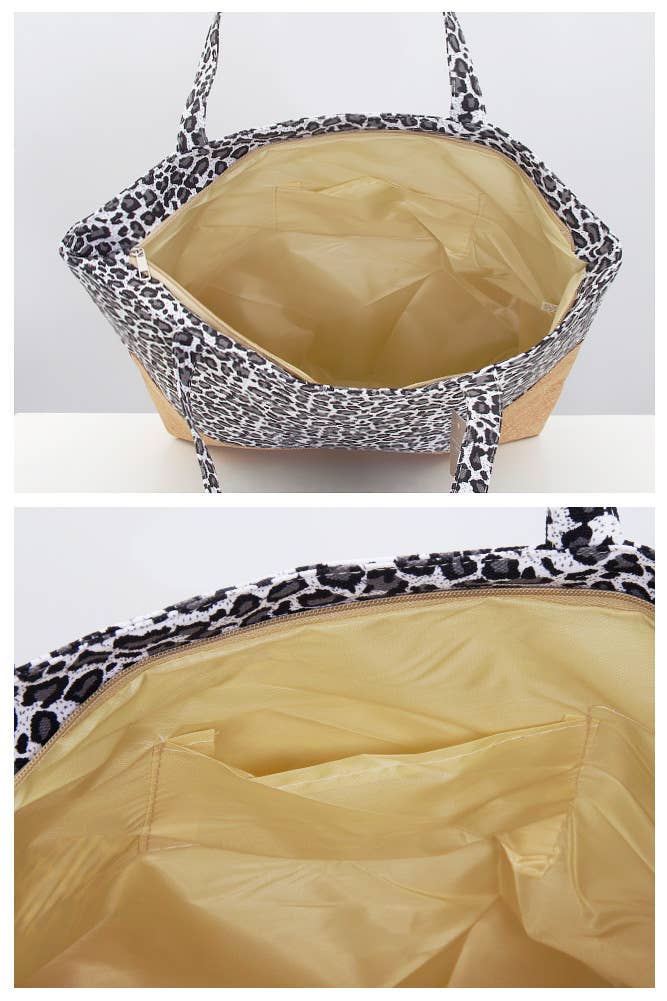 Hana - Vendita all'ingrosso Borsa tote - Donna - Borsa tote in juta con stampa leopardata12